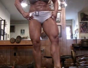 Female bodybuilder Michelle Falsetta is mature enough to know just how to work her muscles in the gym